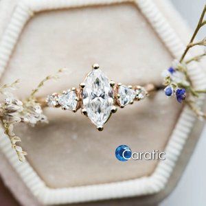 Moissanite Marquise Cut Yellow Plated WeddingRing